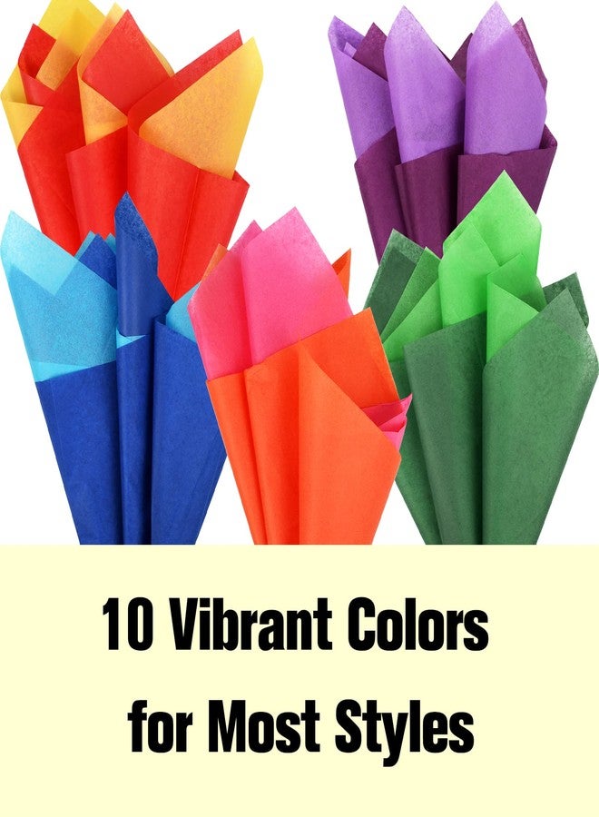 Simetufy 60 Sheets Rainbow Colored Tissue Paper for Gift Bags, 10 Bold Colors, 20 x 20 Inch Gift Wrapping, Bulk for Crafts & Gifts, Mother's Day - Image 3
